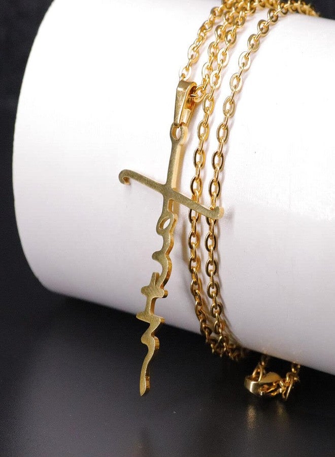 VIEN® Jesus Cross Pendant Necklace Religious Jewellery Unisex Chain Christian Symbol Stainless Steel Locket (GOLD) - Image 4