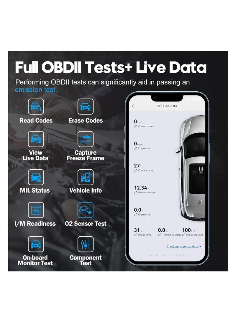 Generic - Advancer AD20 Pro Wireless OBD2 Scanner Diagnostic Tool - Compatible with iPhone & Android - Enhanced Car Code Reader - All System Scan, Oil Reset, CEL Turn Off, Performance and Voltage Test - Image 1