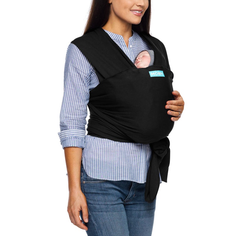 Moby Baby Wrap Carrier Evolution for Newborns to Toddlers (8-33lbs), Infant Sling Carrier, Lightweight & Hands Free Design, Adjustable for All Body Types, Baby Registry Gift (Black) - Image 1
