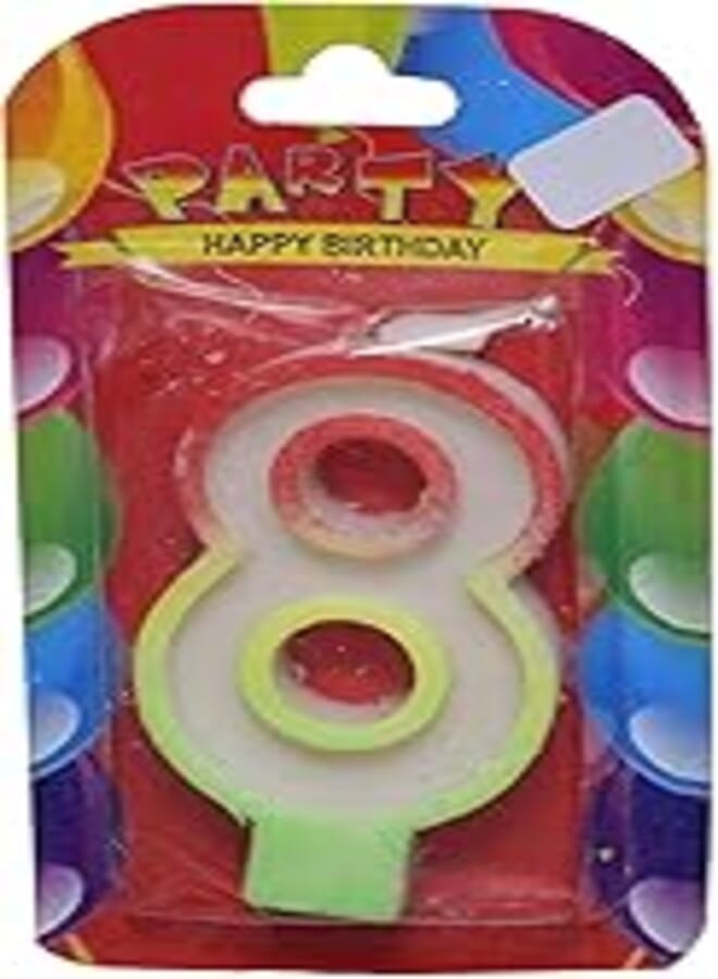 Party Birthday Candle Number 8 - Multi Color