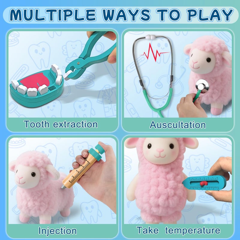 Xzzo Doctor Kit For Toddlers 3-5  Wooden Kids Dentist Play Set  Doctor Play Set Pretend Play Toys For Toddlers   Realistic Wooden Medical Kit Role Play Set  Gifts For Boys Girls 3+ Years - Image 3