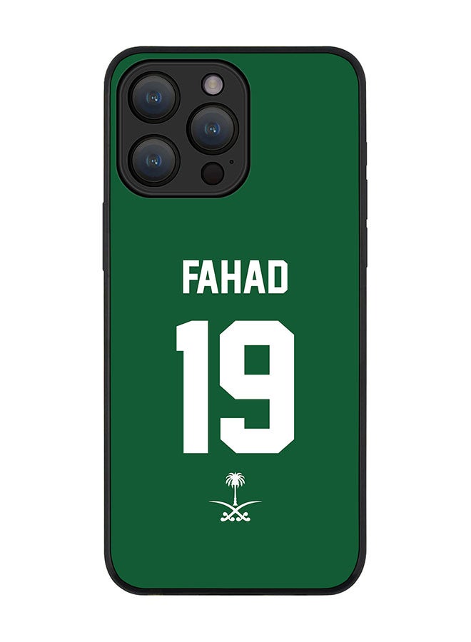 Stylizedd Cover for iPhone 15 Pro Max Case Rugged Black Slim fit Flexible Protective Phone Cases - Football Team - Saudi ArabiaPlayer Name - Fahad - Image 1