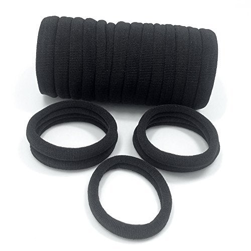 J-MEE Hair Bands 100PCS Seamless Cotton Ponytail Holders Scrunchies Hair Accessories for Thick Hair (black) - Image 3