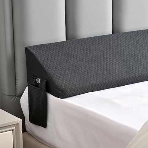 MIDLADE King Bed Wedge Pillow for Headboard Mattress Long Wedge Pillow Bed Bolster King Gap Filler Nora Pillows for Dorm Sleeping Backest Home Decor RV House Accessories Hotel Must Haves Grey - Image 1