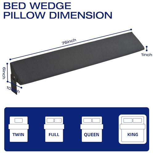 MIDLADE King Bed Wedge Pillow for Headboard Mattress Long Wedge Pillow Bed Bolster King Gap Filler Nora Pillows for Dorm Sleeping Backest Home Decor RV House Accessories Hotel Must Haves Grey - Image 3