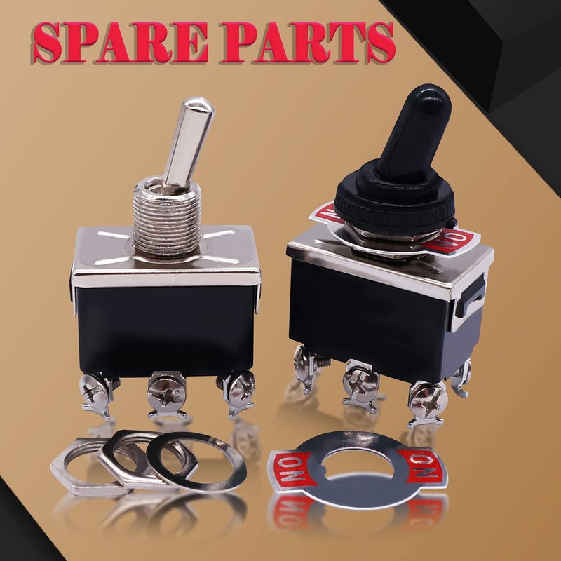 Twidec 3 قطع مفتاح تبديل ثقيل 16A 250V AC DPDT 2 وضع 6 دبابيس ON/ON مع غطاء واقي معدني مقاوم للماء Ten-1321MZ-B202 - Image 2