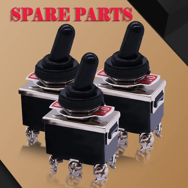 Twidec 3 قطع مفتاح تبديل ثقيل 16A 250V AC DPDT 2 وضع 6 دبابيس ON/ON مع غطاء واقي معدني مقاوم للماء Ten-1321MZ-B202 - Image 3