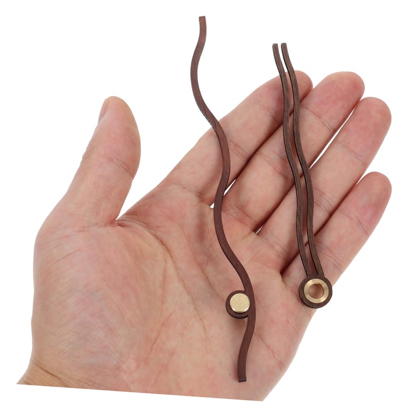 طقم عقارب ساعة خشبية آلية طويلة العمود لتصليح واستبدال أجزاء الساعة DIY بلون الجوز - Image 5