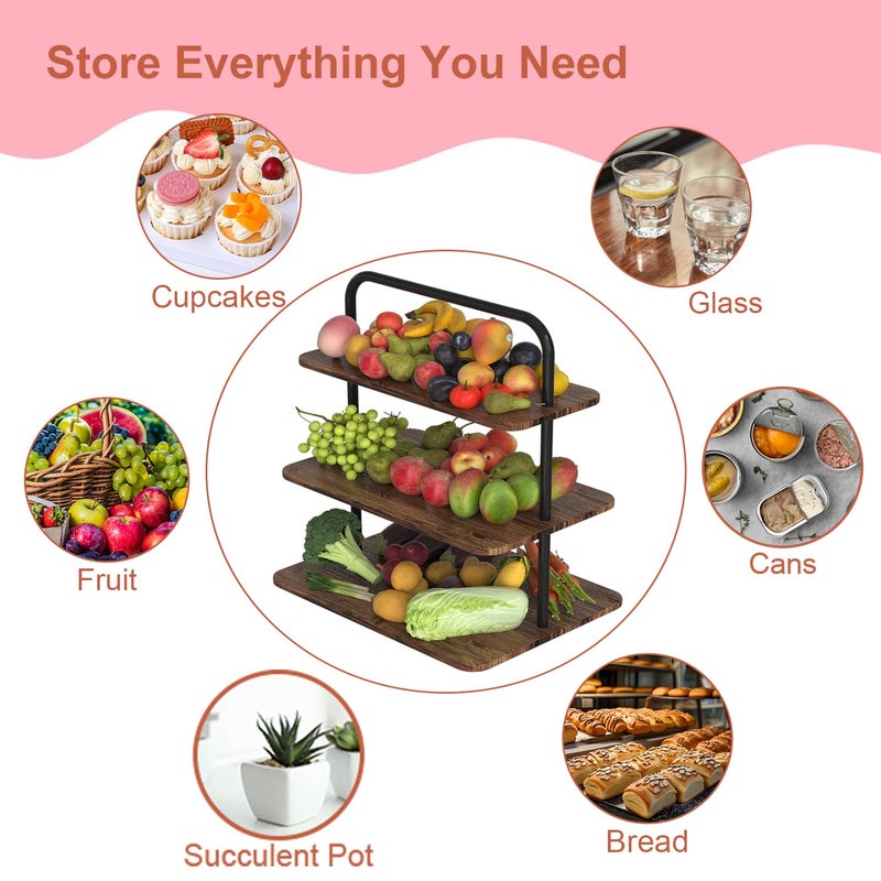 VyGrow Cupcake Stand, 3-Tier Dessert Stand for 52 Cupcakes, Wood & Metal Tower Display Premium Holder Dessert Tree Tower for Christmas Birthday Weddings Party Decor, Serving Tray, Wood Brown - Image 4