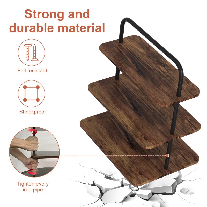 VyGrow Cupcake Stand, 3-Tier Dessert Stand for 52 Cupcakes, Wood & Metal Tower Display Premium Holder Dessert Tree Tower for Christmas Birthday Weddings Party Decor, Serving Tray, Wood Brown - Image 3