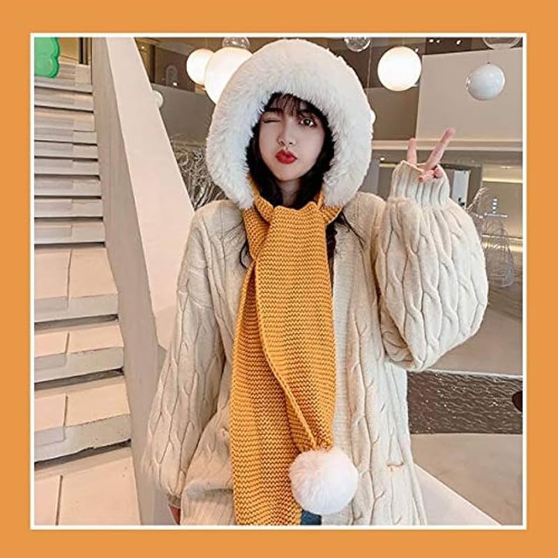 Richmen Winter Cap for Women Woolen Cap Attached with Mufflers for Girls & Ladies Stylish Soft Knitted Fleece Lined Pom-Pom Hat Warm Caps for Women Winter Wear - Image 4
