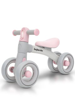 BAYBEE Kids Balance Bike Tricycles for Kids, 4 Wheels Toddlers Bike Ride on Toy with Widened EVA Wheels & Led Light Indoor Outdoor Play Baby Balance Cycle for Kids 12 to 24 Months Boys Girls Pink  - Image 1