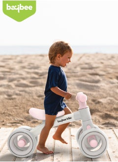 BAYBEE Kids Balance Bike Tricycles for Kids, 4 Wheels Toddlers Bike Ride on Toy with Widened EVA Wheels & Led Light Indoor Outdoor Play Baby Balance Cycle for Kids 12 to 24 Months Boys Girls Pink  - Image 2