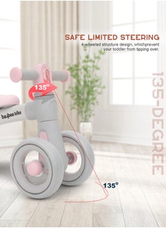 BAYBEE Kids Balance Bike Tricycles for Kids, 4 Wheels Toddlers Bike Ride on Toy with Widened EVA Wheels & Led Light Indoor Outdoor Play Baby Balance Cycle for Kids 12 to 24 Months Boys Girls Pink  - Image 4