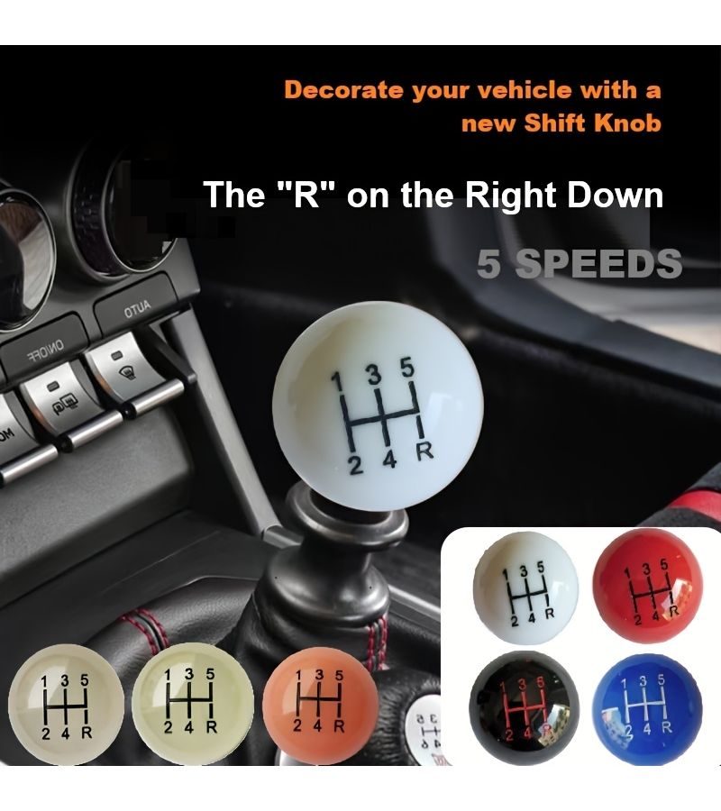 Blue 5 Speed Ball Shape Acrylic Gear Shifter Knob With 3 Adapters Universal Car Styling - Image 1