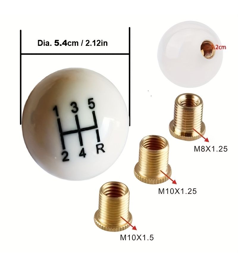 Blue 5 Speed Ball Shape Acrylic Gear Shifter Knob With 3 Adapters Universal Car Styling - Image 2