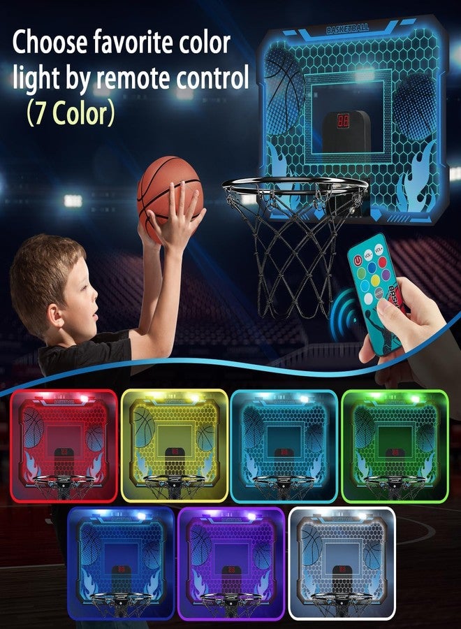 VROGTIK Indoor Basketball Hoop for Kids with Led Lights Mini Basketball Hoop with Remote Control Over The Door Basketball Hoops with Scoreboard Basketball Toys for 4-12 Year Old Boys Girls - Image 3