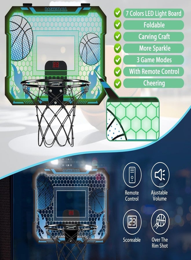 VROGTIK Indoor Basketball Hoop for Kids with Led Lights Mini Basketball Hoop with Remote Control Over The Door Basketball Hoops with Scoreboard Basketball Toys for 4-12 Year Old Boys Girls - Image 5