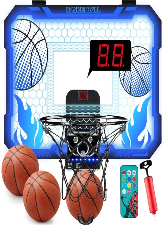 VROGTIK Indoor Basketball Hoop for Kids with Led Lights Mini Basketball Hoop with Remote Control Over The Door Basketball Hoops with Scoreboard Basketball Toys for 4-12 Year Old Boys Girls - Image 1