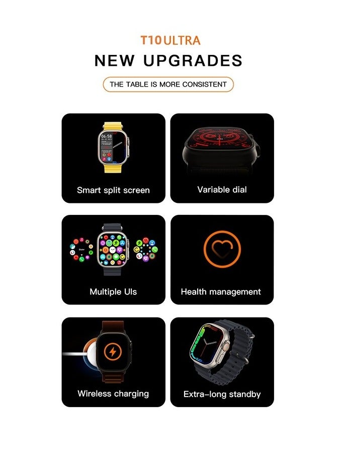 T10 Ultra Smart Watch 2.09-Inch HD Display with Bluetooth Calling Sleep and Heart Rate Monitoring IP67 Waterproof - Image 2