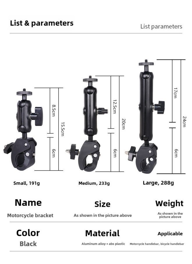 Adapted For Gopro Motorcycle Riding Navigation Mobile Phone Bracket Sports Camera Car 360 Rotating Bicycle Fixing Clip-Color:GP Riding Fixed Bracket (small) - Image 1