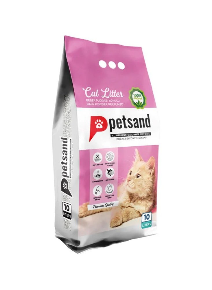 PetSand Petsand White Bentonite Clumping Cat Litter Baby Powder Scent 10 L 
