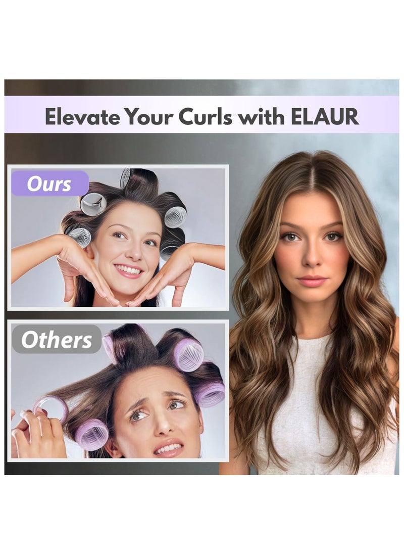 ELAUR Elaur 24 Hair Curler Rollers for Women Heatless Hair Rollers with 12 Pcs Clips, Self Grip Holding Hair Rollers for Long Medium Short Thick Fine Volume Thin Bangs Hair  - Image 4