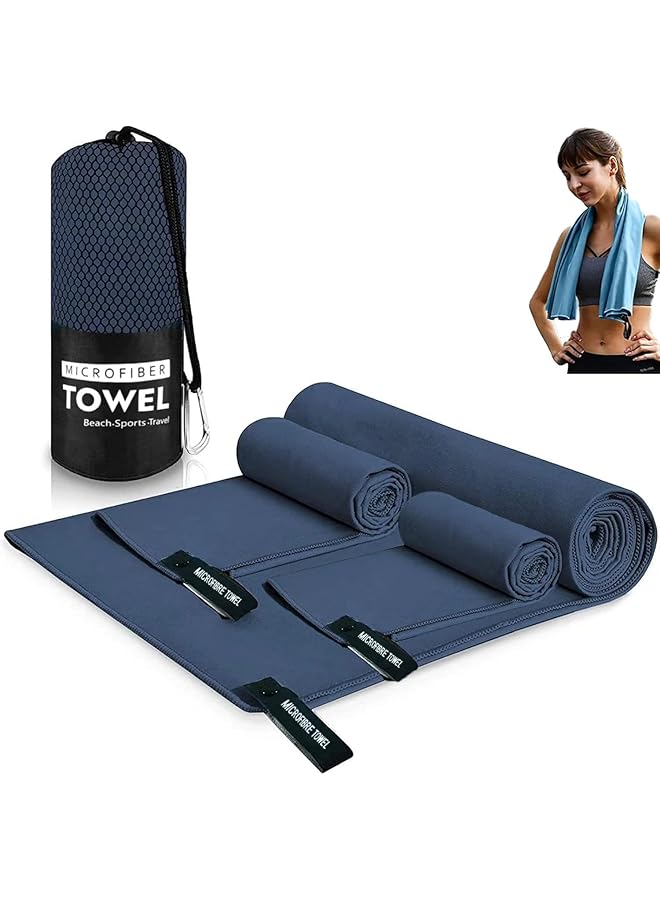 X spring Gym Towels 3 Pack Premium Microfiber Quick Dry Towel Set Super Absorbent and Compact for Travel Perfect for Gym Camping Beach and Swimming Activities - Image 1