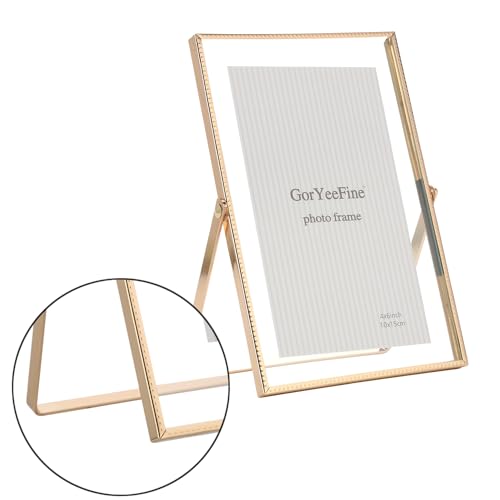 GorYeeFine إطار عائم ذهبي 5x7 بوصة مجموعة من 2، لأحجام الصور (3.5 x5 بوصة، 4x 6 بوصة حتى 5x7 بوصة)، إطارات معدنية جميلة بحواف دانتيل قابلة للتعديل، خيار هدية أنيق لحفل الزفاف - Image 5