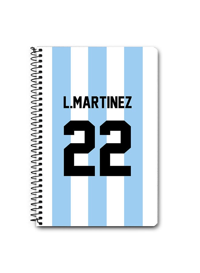 Stylizedd Designer A5 Spiral Notebook Memo Notepad Journal - Football Team - Argentina Player Name - L.Martinez - Image 1