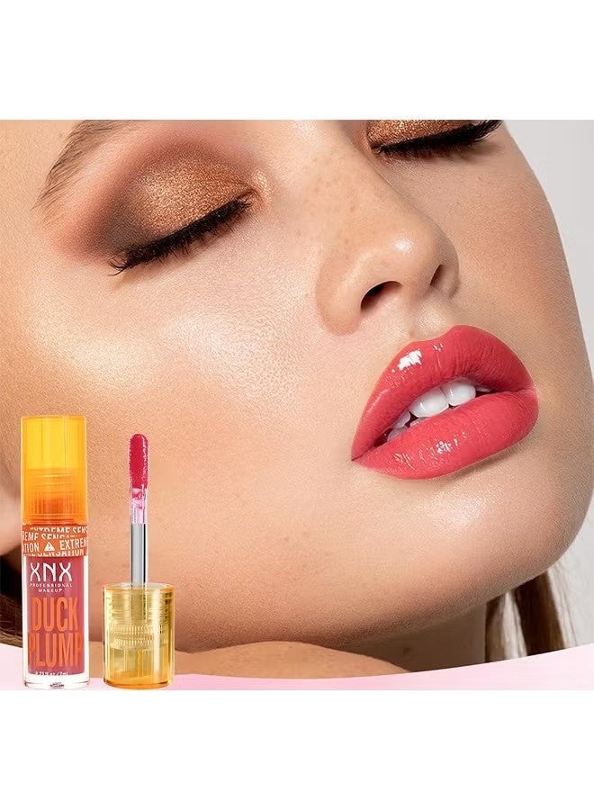 XNX Duck Plump Lip Plumping Lacquer, Fat Lip Oil Lip Glaze, Glitter Shine Primer Lip Clear Plumping Lip Gloss, High Pigment No Sticky Lip Gloss, Lip Plumper Gloss Make Lips Fuller - Image 5