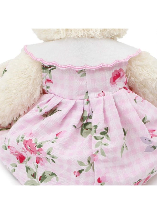 دمية دب صغيرة محشوة بقطعة قماش، حيوان محشو لطيف، لعبة قطيفة ناعمة 10 بوصات (فستان وردي مع أرنب) - Image 5