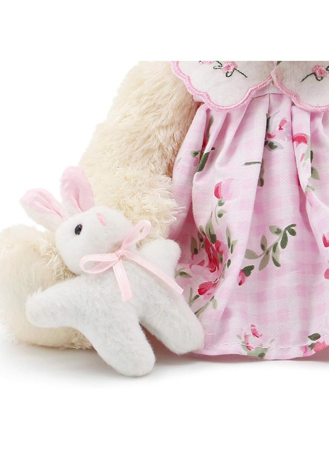دمية دب صغيرة محشوة بقطعة قماش، حيوان محشو لطيف، لعبة قطيفة ناعمة 10 بوصات (فستان وردي مع أرنب) - Image 4