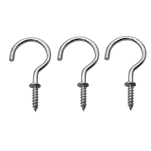 IDEALSV (304 Stainless Steel Screw Hooks 40 Pcs 1-1/4 Inch Cup Hook,Screw in Lights Hooks, Outdoor & Indoor Use - Image 1