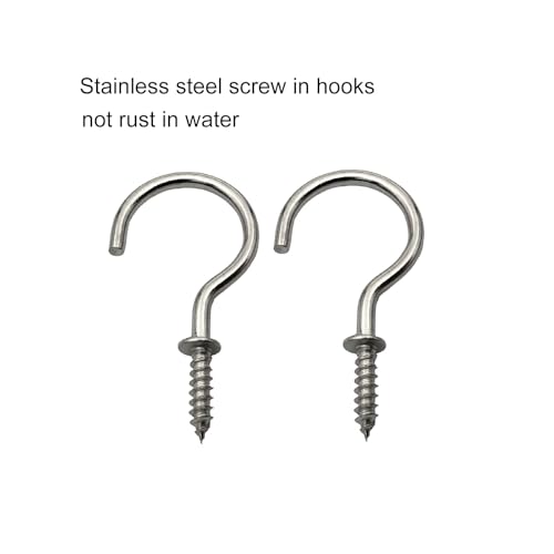 IDEALSV (304 Stainless Steel Screw Hooks 40 Pcs 1-1/4 Inch Cup Hook,Screw in Lights Hooks, Outdoor & Indoor Use - Image 3
