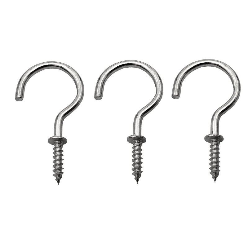 IDEALSV (304 Stainless Steel Screw Hooks 40 Pcs 1-1/4 Inch Cup Hook,Screw in Lights Hooks, Outdoor & Indoor Use - Image 5