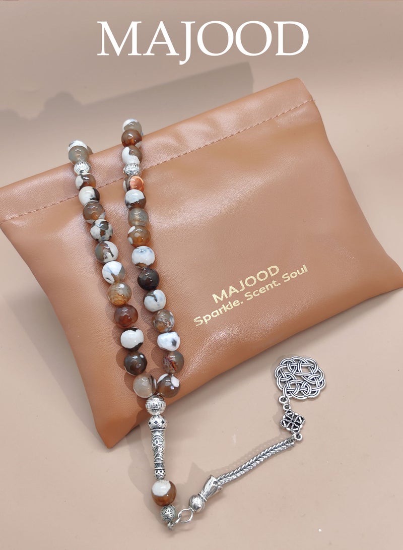 موجود 33 خرزة صلاة من اليشم الطبيعي/تسبيح/10 ملم - Image 3