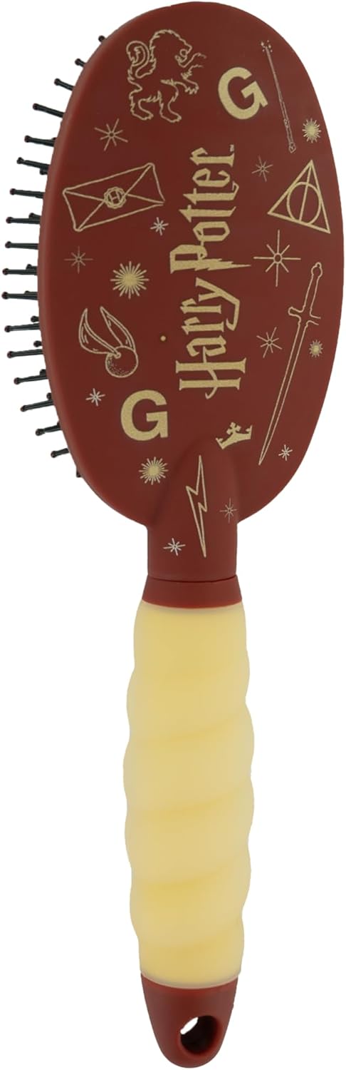 Harry Potter Detangling Hair Brush Ergonomic Brush Silicone Gel Handle All Hair Types Official Hogwarts School Accessory Gryffindor
