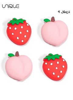4 PCS Switch Thumb Grips - Lovely Joystick Caps for Nintendo Switch - Thumbstick Cover for Switch Lite, Switch OLED - Analog Stick Button Cover for NS Joycon Controller - Strawberry + Peach