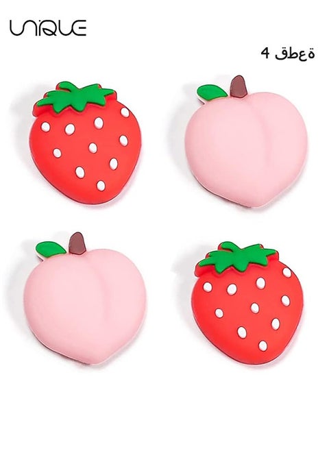 4 PCS Switch Thumb Grips - Lovely Joystick Caps for Nintendo Switch - Thumbstick Cover for Switch Lite, Switch OLED - Analog Stick Button Cover for NS Joycon Controller - Strawberry + Peach