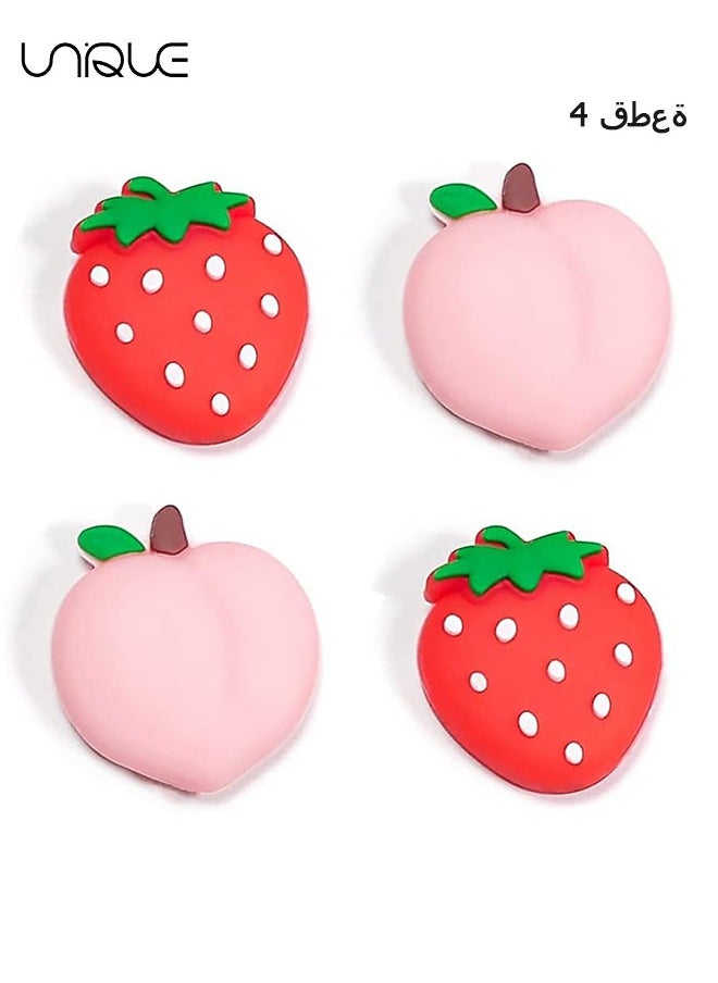Unique - 4 PCS Switch Thumb Grips - Lovely Joystick Caps for Nintendo Switch - Thumbstick Cover for Switch Lite, Switch OLED - Analog Stick Button Cover for NS Joycon Controller - Strawberry + Peach - Image 1