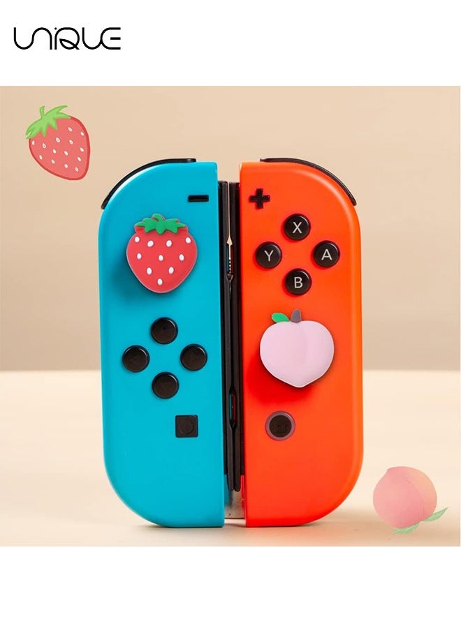 Unique - 4 PCS Switch Thumb Grips - Lovely Joystick Caps for Nintendo Switch - Thumbstick Cover for Switch Lite, Switch OLED - Analog Stick Button Cover for NS Joycon Controller - Strawberry + Peach - Image 1