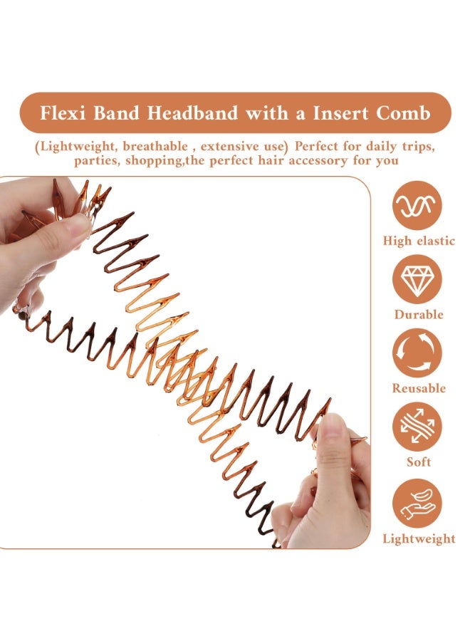 12Pcs Zig Zag Comb Headbands For Women, Flexible Plastic Toothed Circular Hair Holder, 90s Vintage Daily Sports Hair Accessories - Image 3
