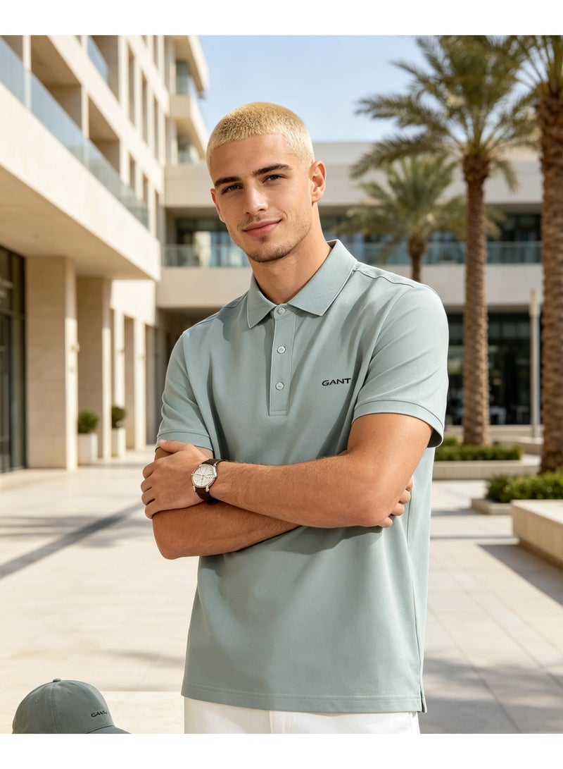GANT Unisex Short Sleeve Collared Polo Shirt Casual Daily Wear Top Cyan - Image 5