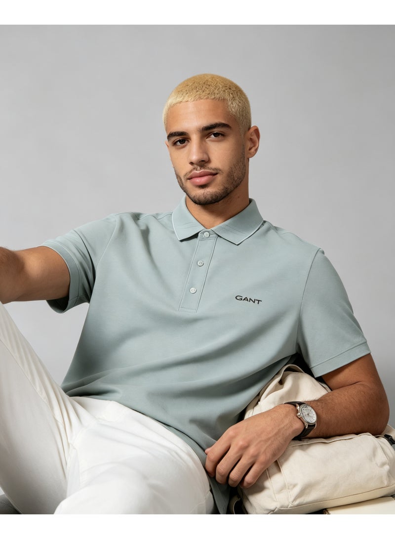 GANT Unisex Short Sleeve Collared Polo Shirt Casual Daily Wear Top Cyan - Image 3