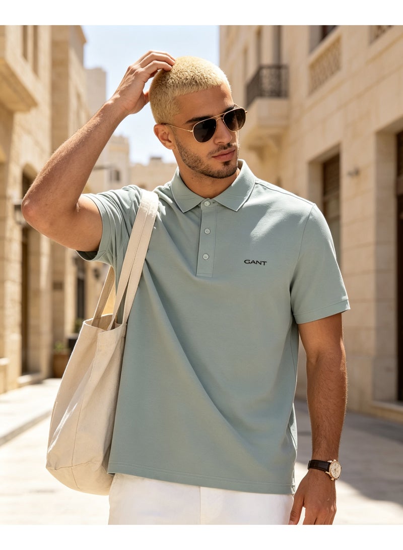 GANT Unisex Short Sleeve Collared Polo Shirt Casual Daily Wear Top Cyan - Image 4