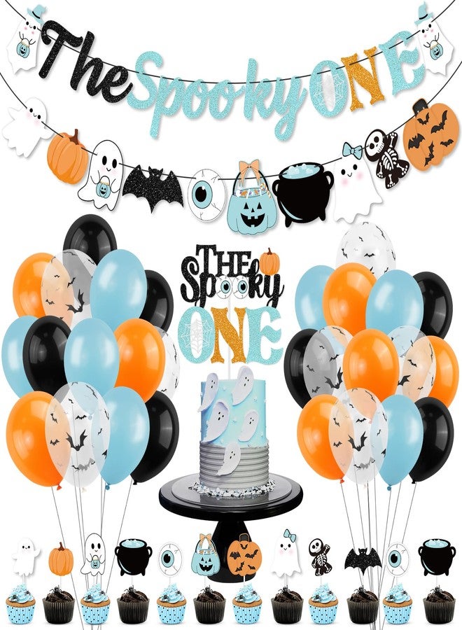K KUMEED Halloween 1st Birthday Party Decorations - Spooky Banner, Ghost Eyeballs, Pumpkin Cake Topper & Latex Balloons - Image 1