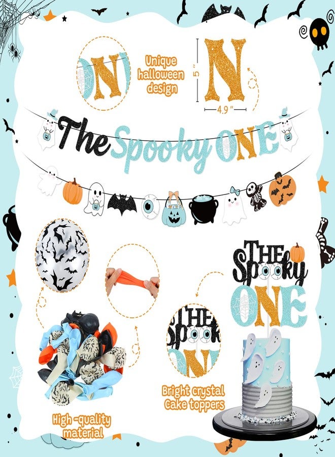 K KUMEED Halloween 1st Birthday Party Decorations - Spooky Banner, Ghost Eyeballs, Pumpkin Cake Topper & Latex Balloons - Image 3