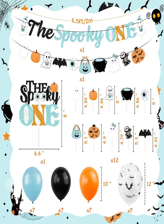 K KUMEED Halloween 1st Birthday Party Decorations - Spooky Banner, Ghost Eyeballs, Pumpkin Cake Topper & Latex Balloons - Image 2