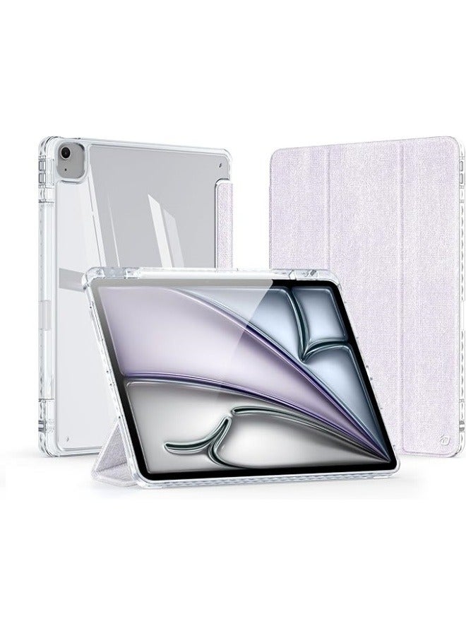 DUX DUCIS Case Compatible with iPad Air 13 (2024) 13.0", Tri-Fold PU Leather Case Built-in Pencil Holder Transparent Back Cover Protective Shell with Auto Wake/Sleep - Image 1